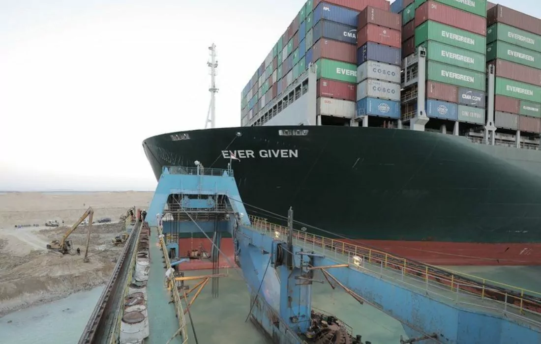 تعديل مسار السفينة الجانحة بقناة السويس بنسبة ٨٠٪